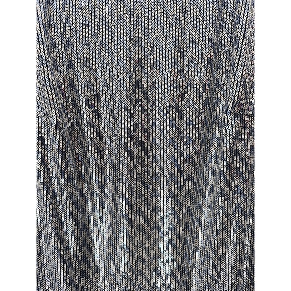 White House Black Market Blue Dress Size L Silver Sequins Party NYE Mini Dress‎ - Picture 5 of 11